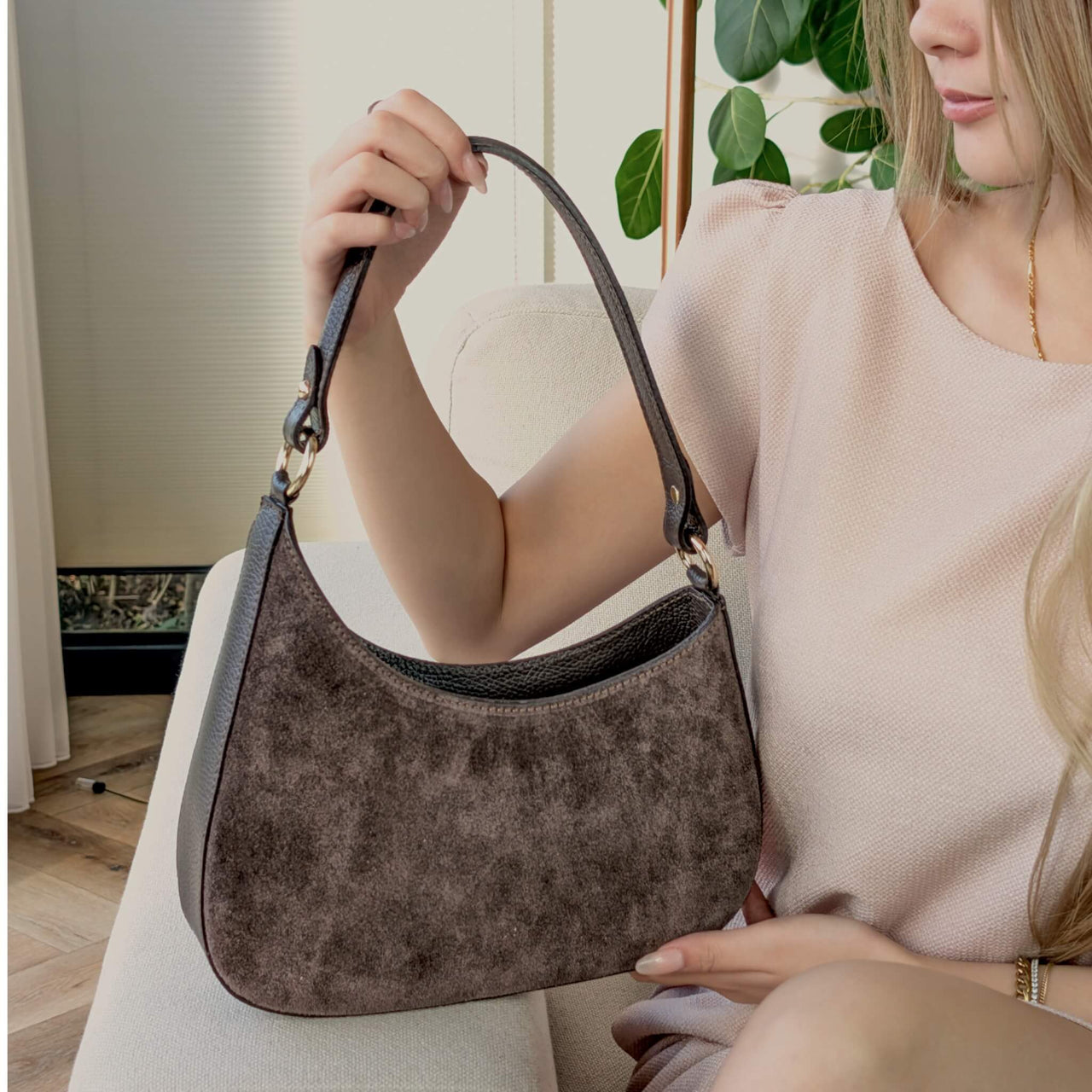 Amvea Suede half-moon bag