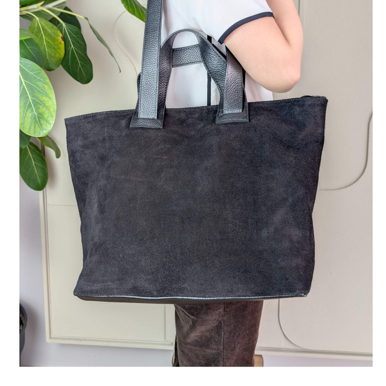Liforela suede and leather shopper black