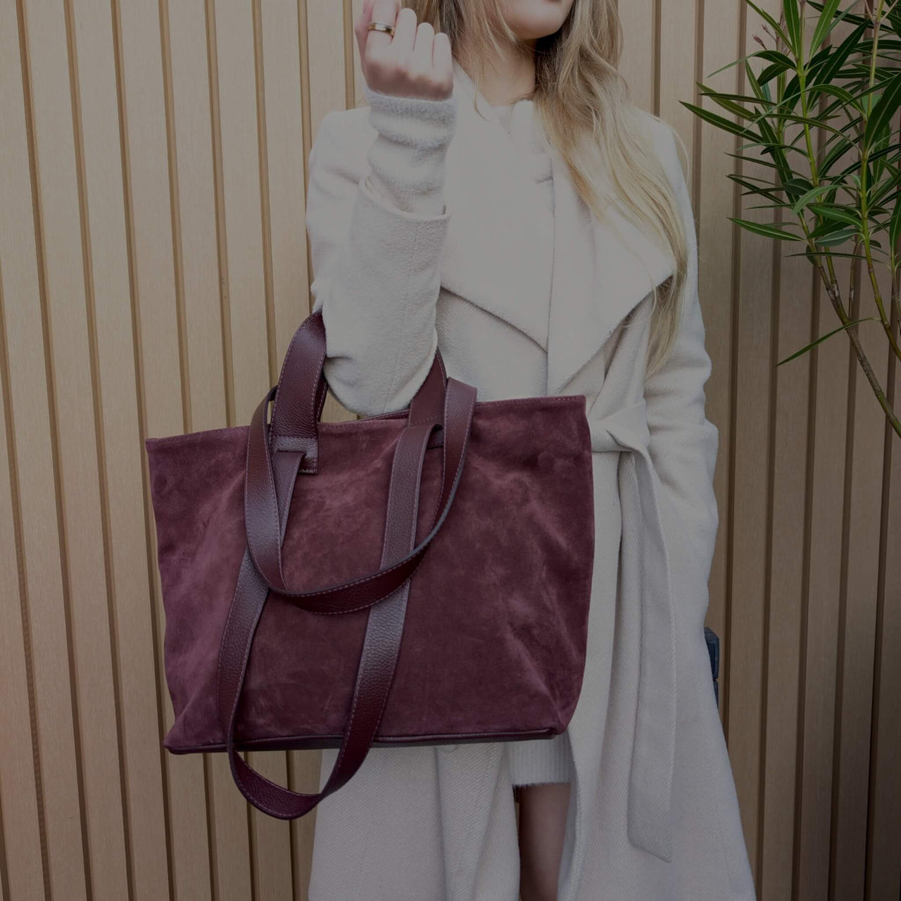 Liforela suede shopper burgundy