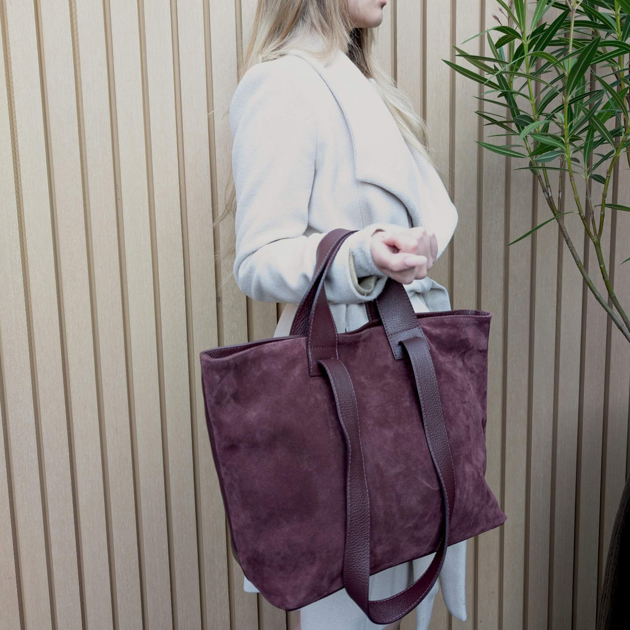 Liforela suede shopper burgundy