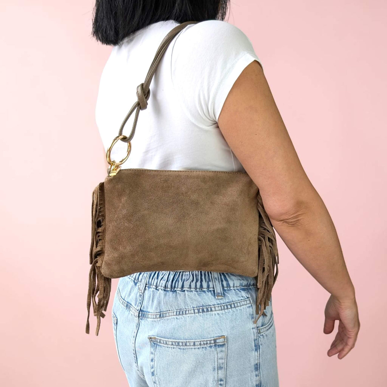 Milea shoulder bag S taupe dark