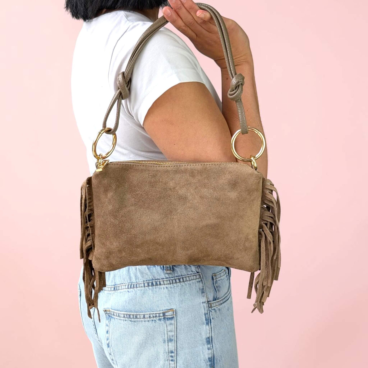 Milea shoulder bag S taupe dark