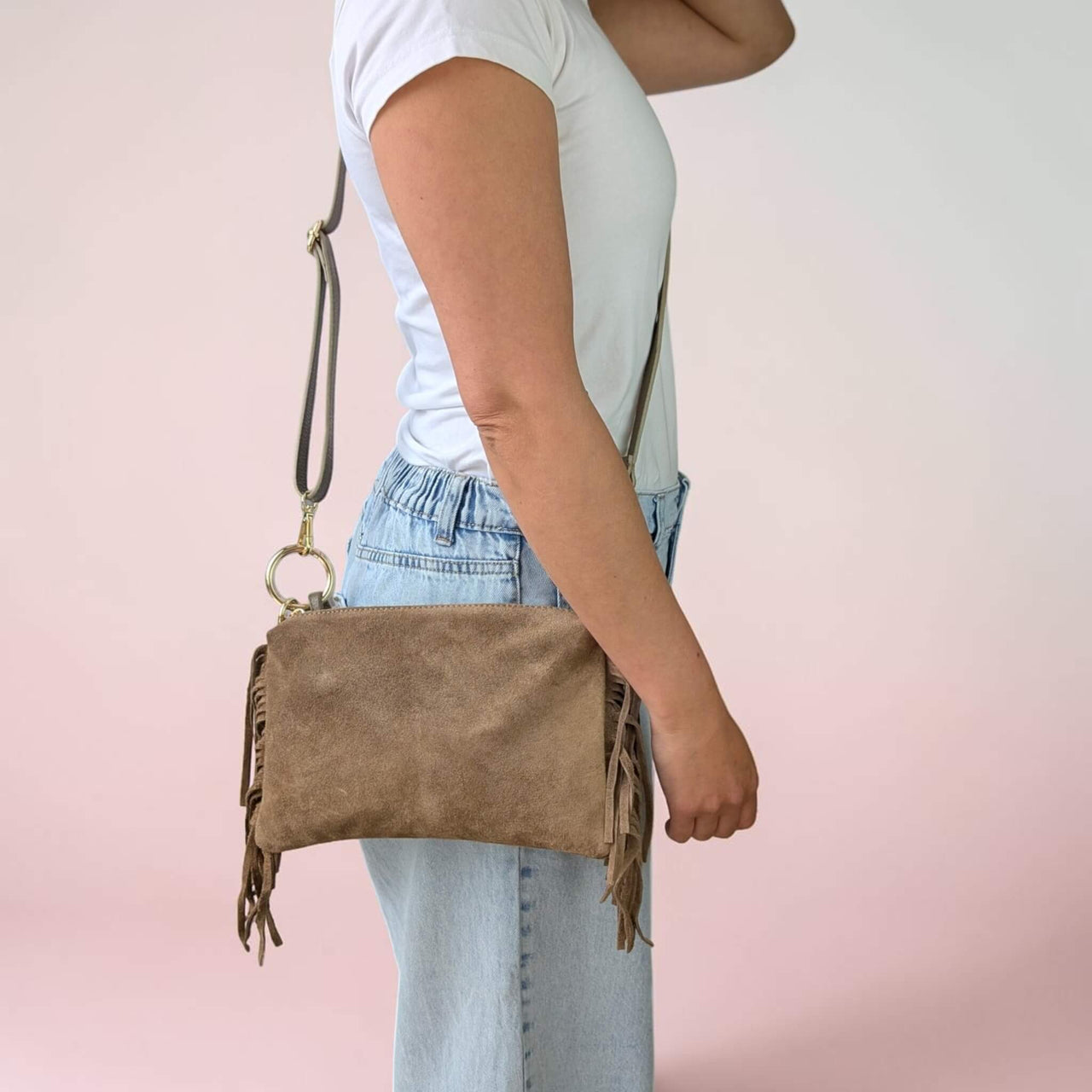 Milea suede shoulder bag S chocolate