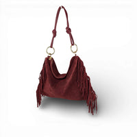 Milea L suede shoulder bag burgundy