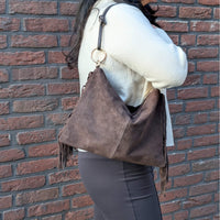 Milea L suede shoulder bag burgundy