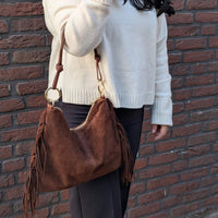 Milea L suede shoulder bag burgundy