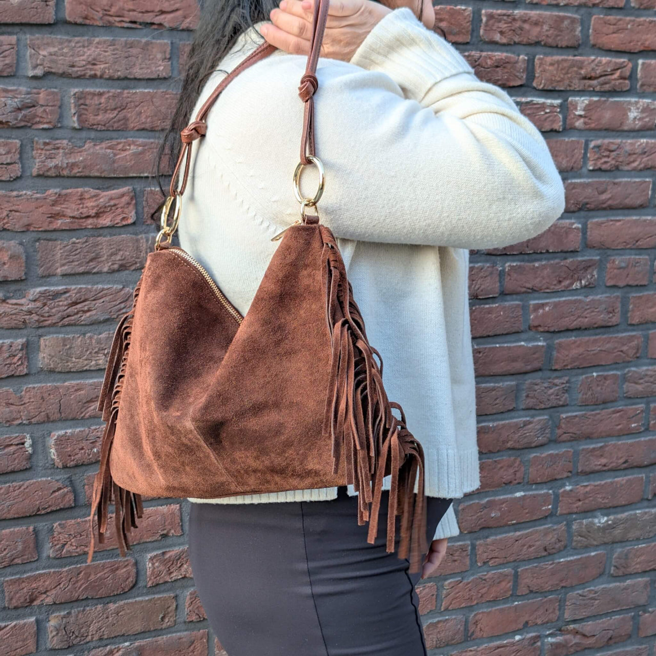 Milea shoulder bag L marron dark
