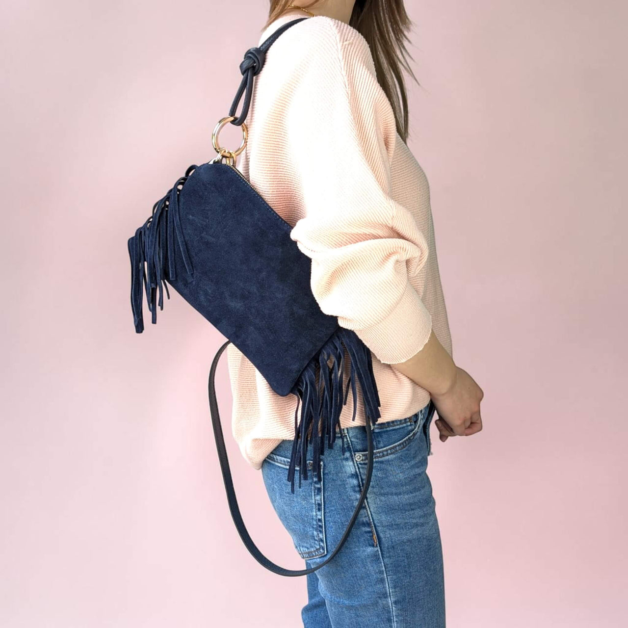Milea Suede shoulder bag S navy