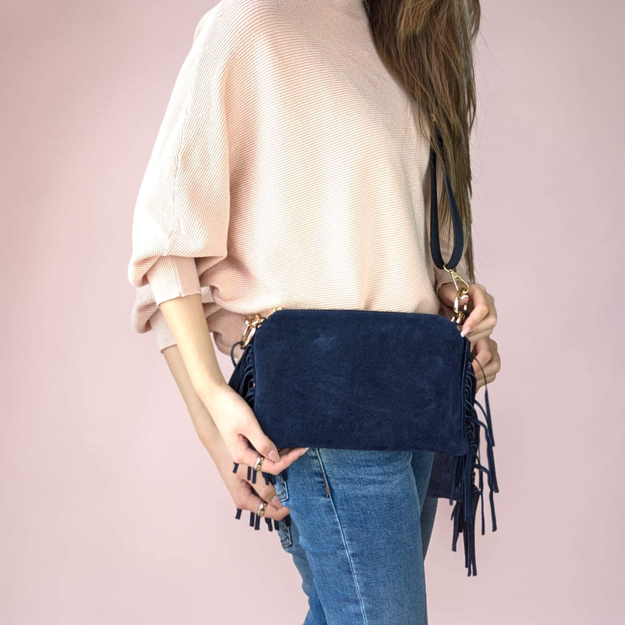 Milea Suede shoulder bag S navy