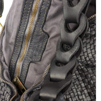Black woven napa leather hobo bag, interior zipped pocket, House of Enira Talisca